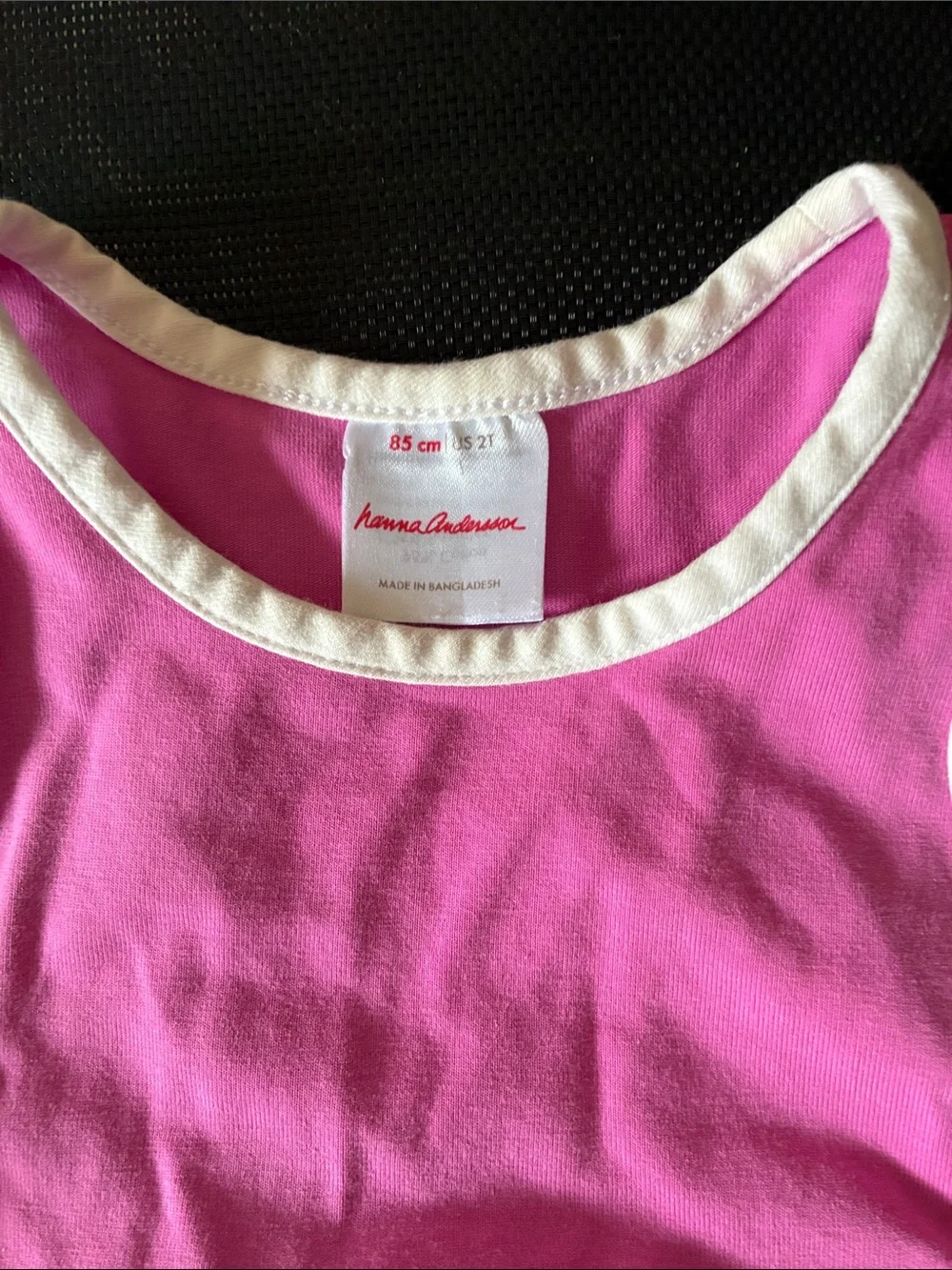 Hanna Andersson 2T Bright Pink Tank Dress with White Trim - Girls